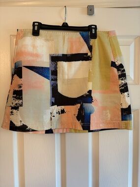 BDG Geometric Abstract Mini Skirt in Pastel Multi